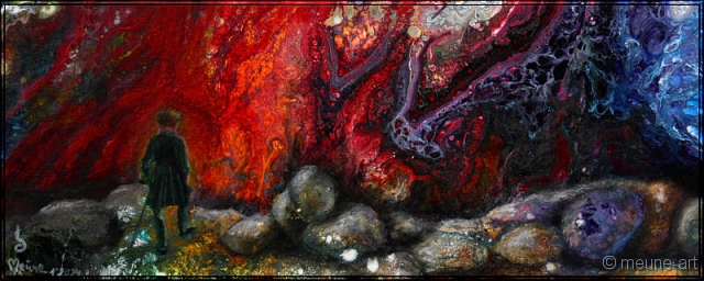 C. D. Friedrich auf Island Acryl Misch-Fließtechnik auf Leinwand; 50 x 20 cm